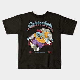 Skateboarding Zombie Skull Kids T-Shirt